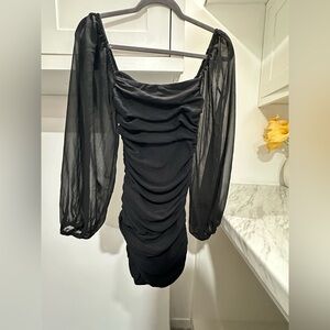 Elegant Black Ruched Dress